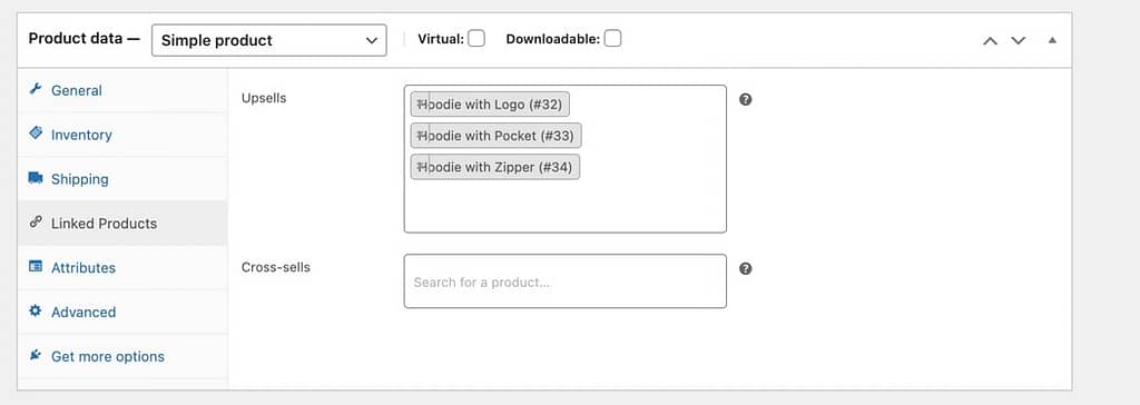 save products to upsell