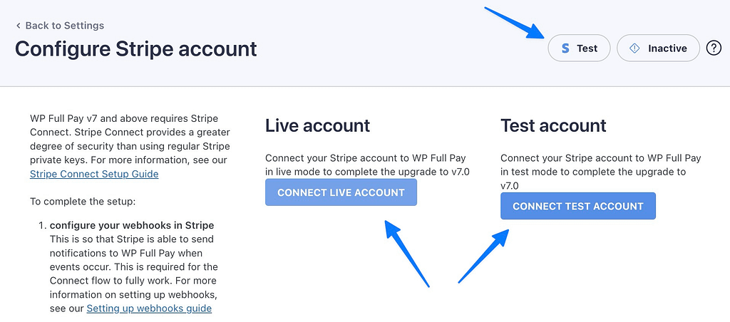 Testing my Stripe account with WP Full Pay