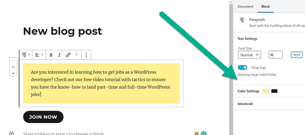 change settings for WordPress reusable blocks