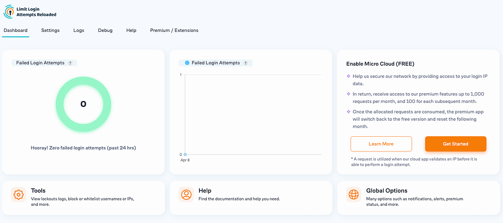 Image of Limit Login Attempts Reloaded Dashboard