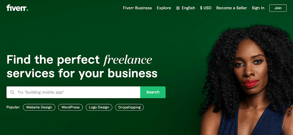 Fiverr homepage