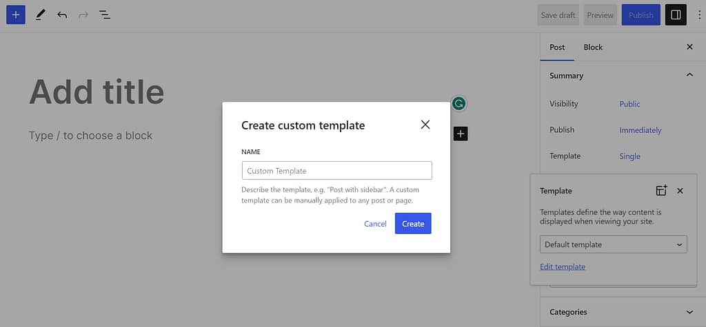 name new WordPress template