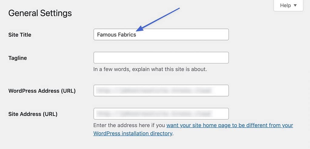 the site title field 
