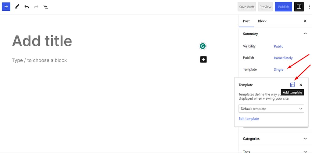 Add a new template in WordPress