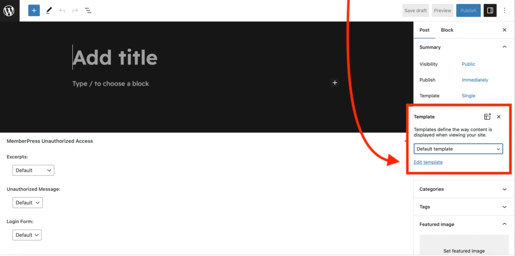 Edit template