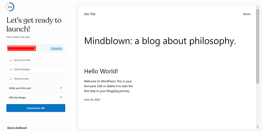 wordpress.com site launch