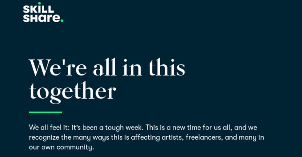 An email blast from Skillshare.