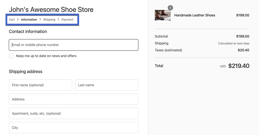 the checkout module 