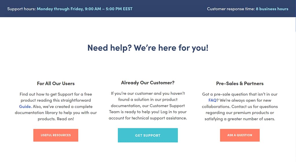 A contact page on Themeisle.