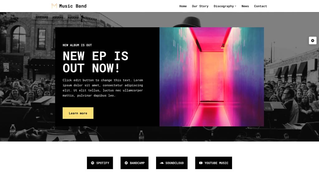 Neve theme starter site for music bands.