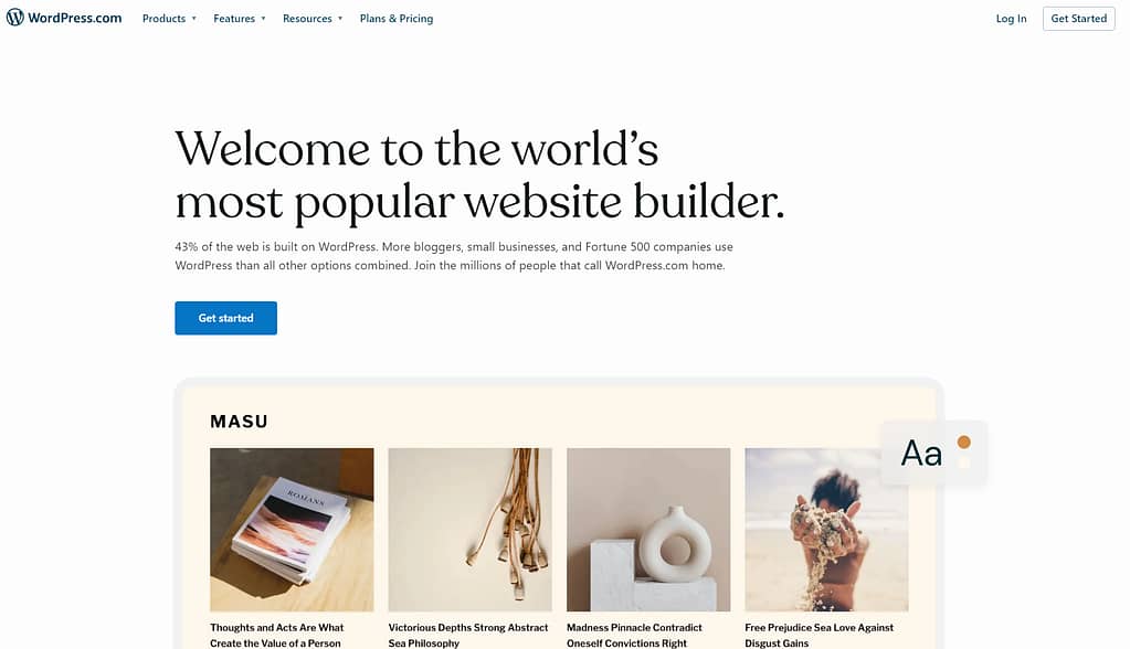 wordpress.com homepage