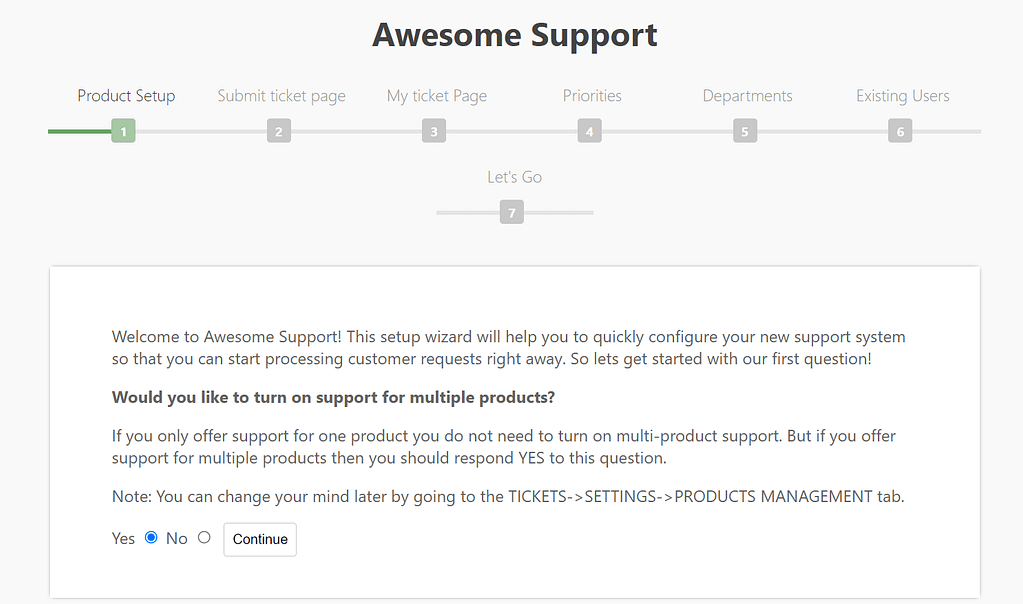 product setup.
