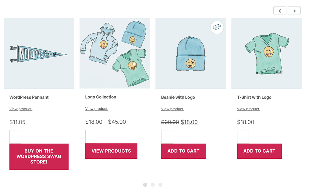 An example of a product slider.