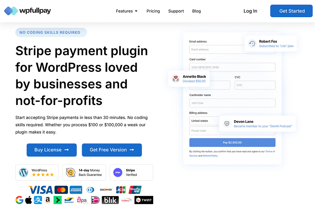 The WP Full Pay plugin website