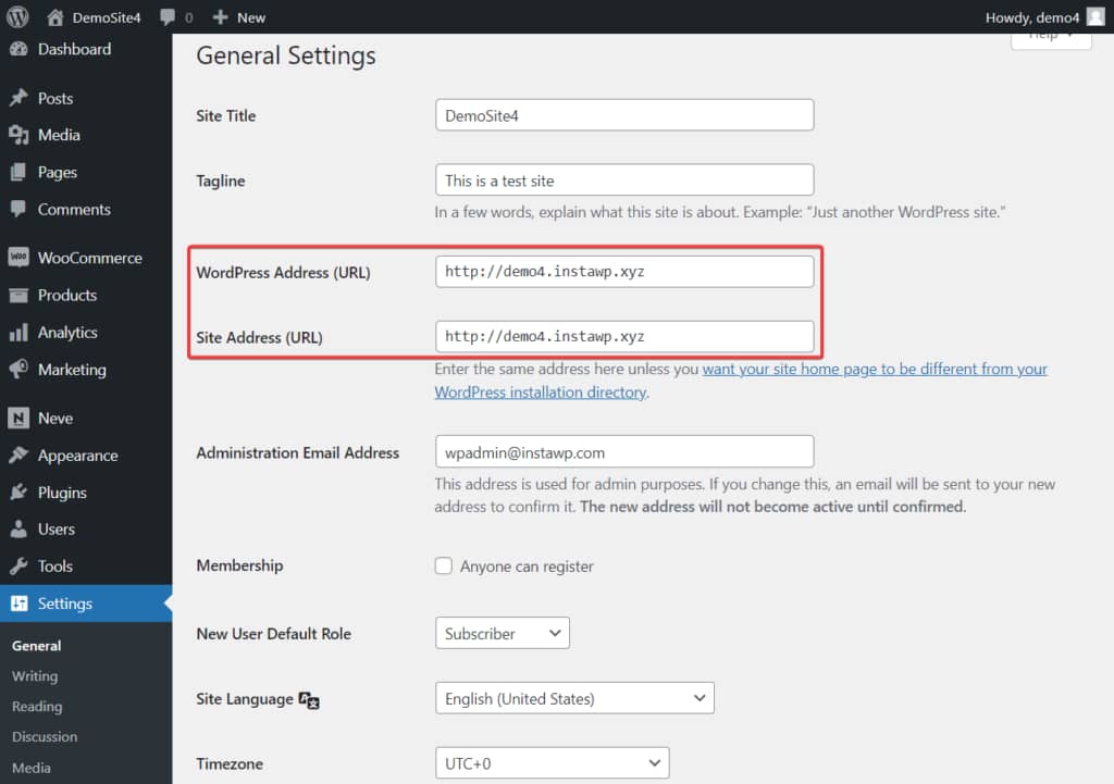 wordpress general settings