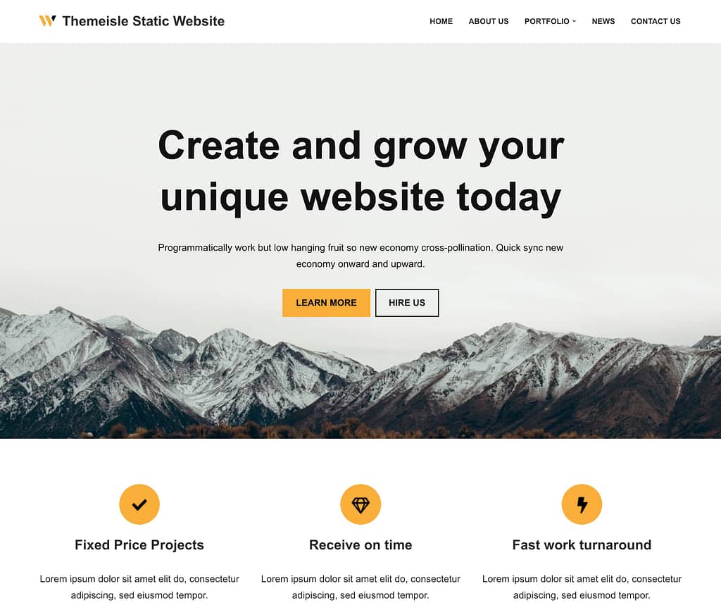Finished WordPress website