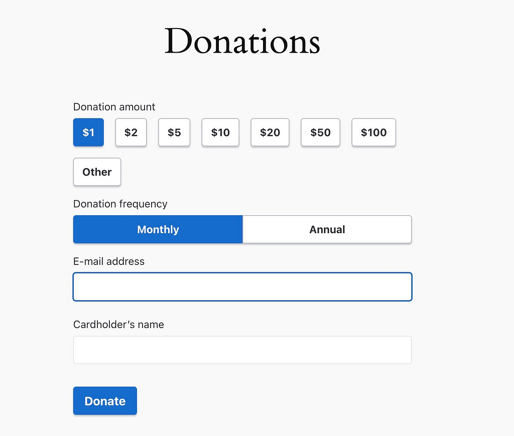 Building a donation form that accepts payments