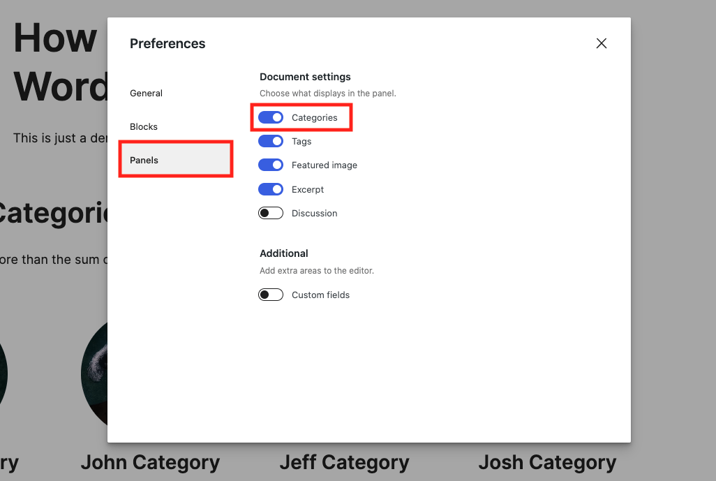 What to do in case categories are not showing on post in WordPress | Step 2