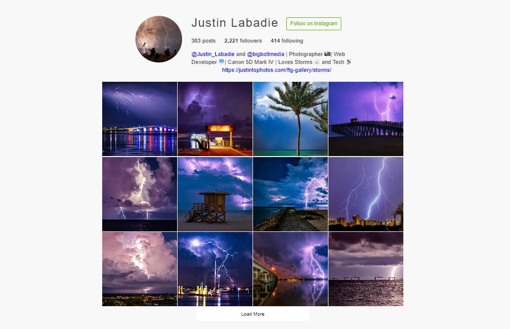 WordPress Instagram plugin: Feed Them Social Instagram feed demo.