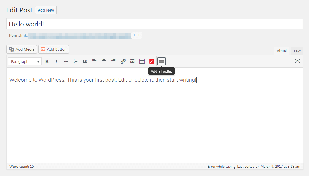 The Simple Tooltips icon in the WordPress editor.