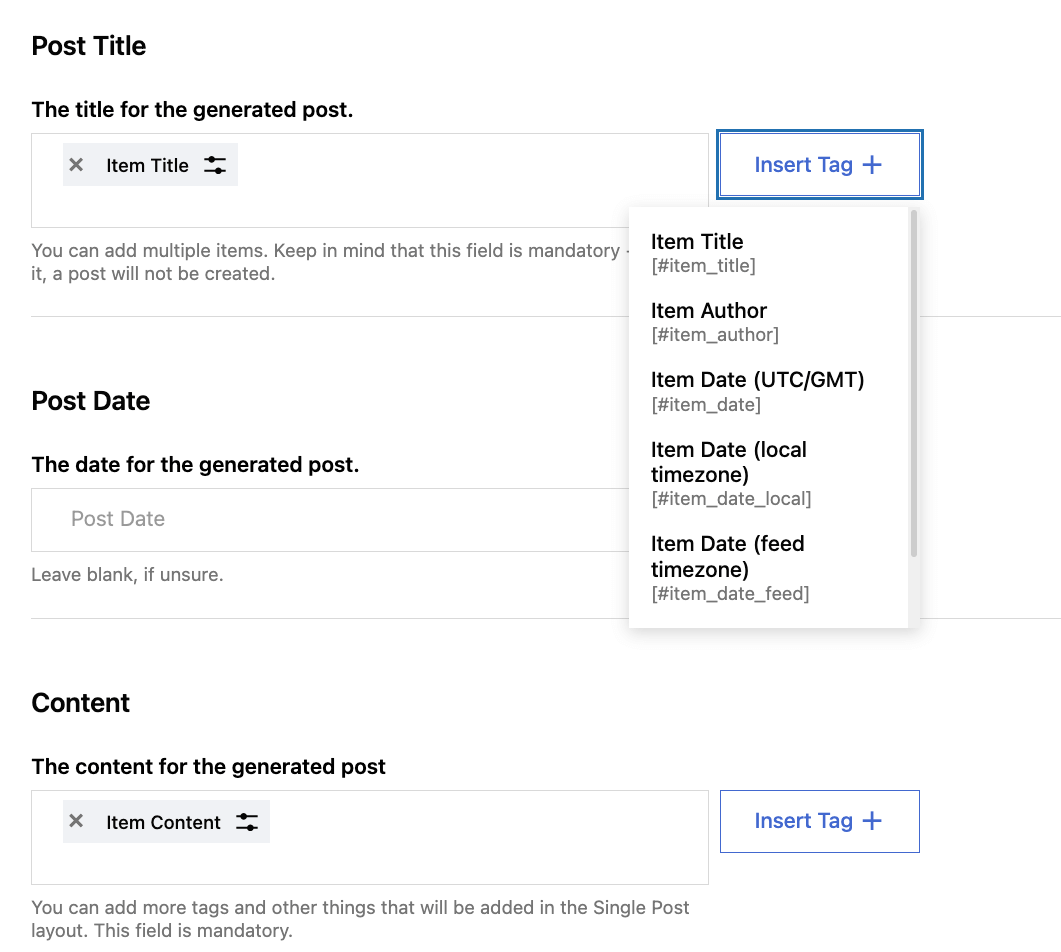 customize feed items