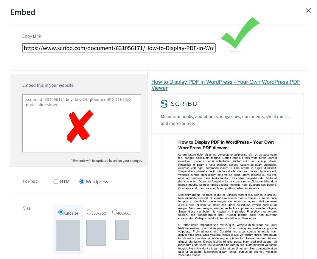 WordPress PDF viewer embed method