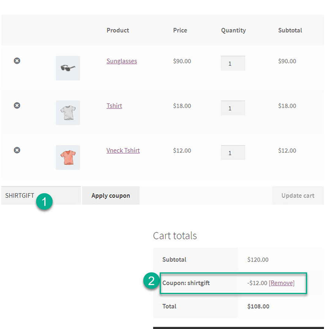 WooCommerce free gift coupon