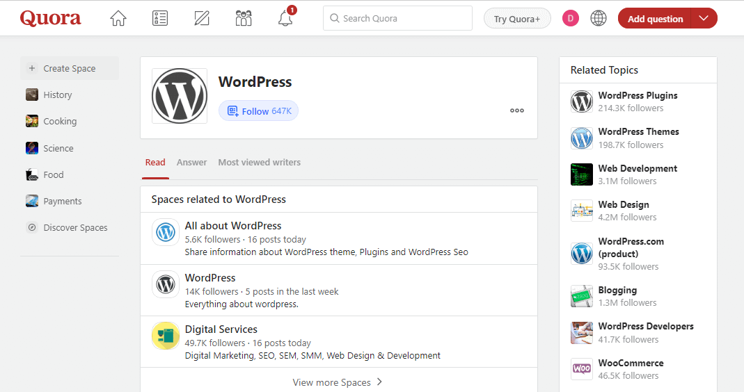 The Quora WordPress forum