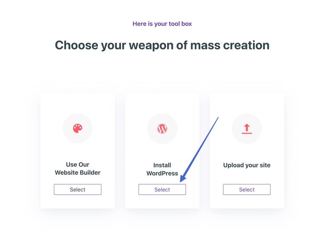 click to install WP