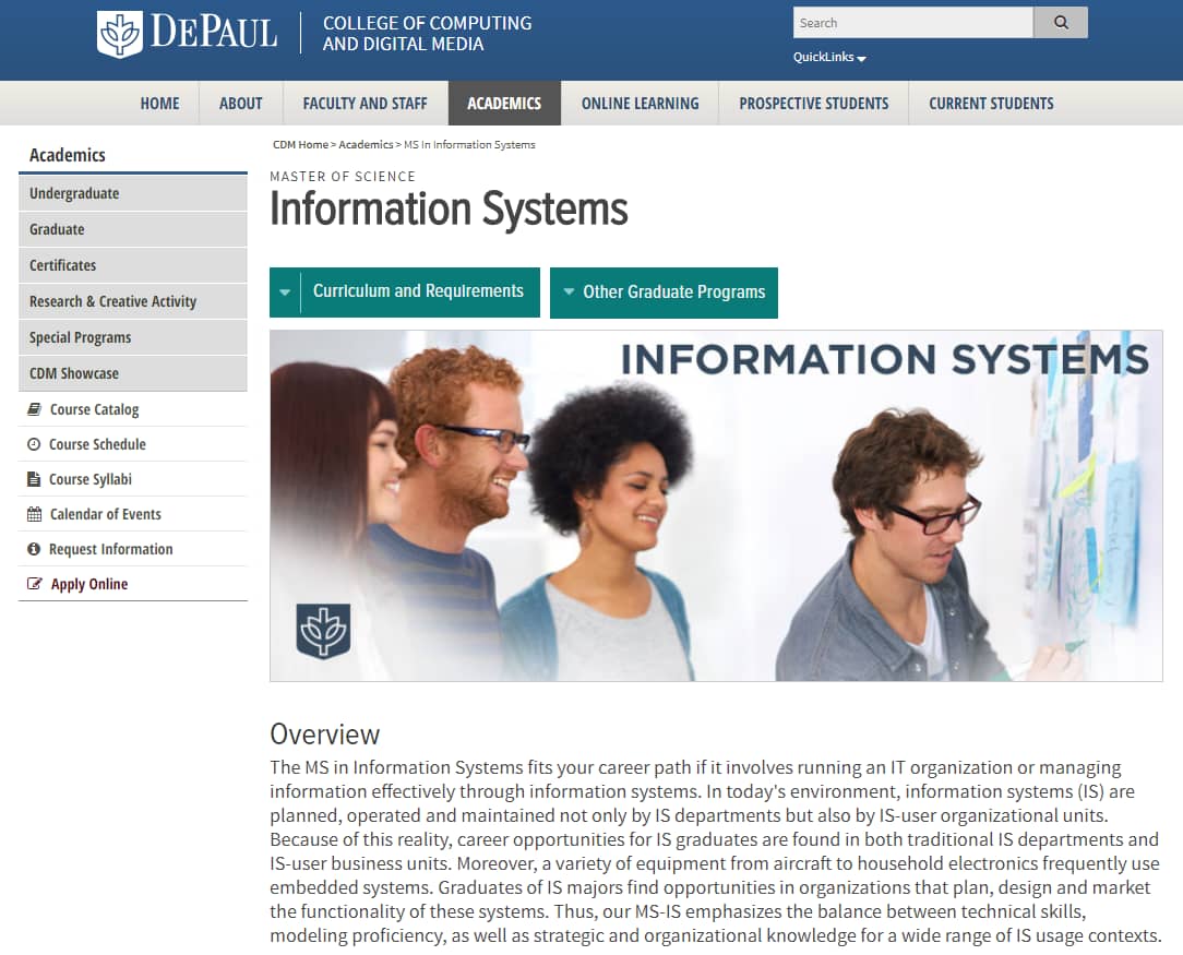depaul web development department.