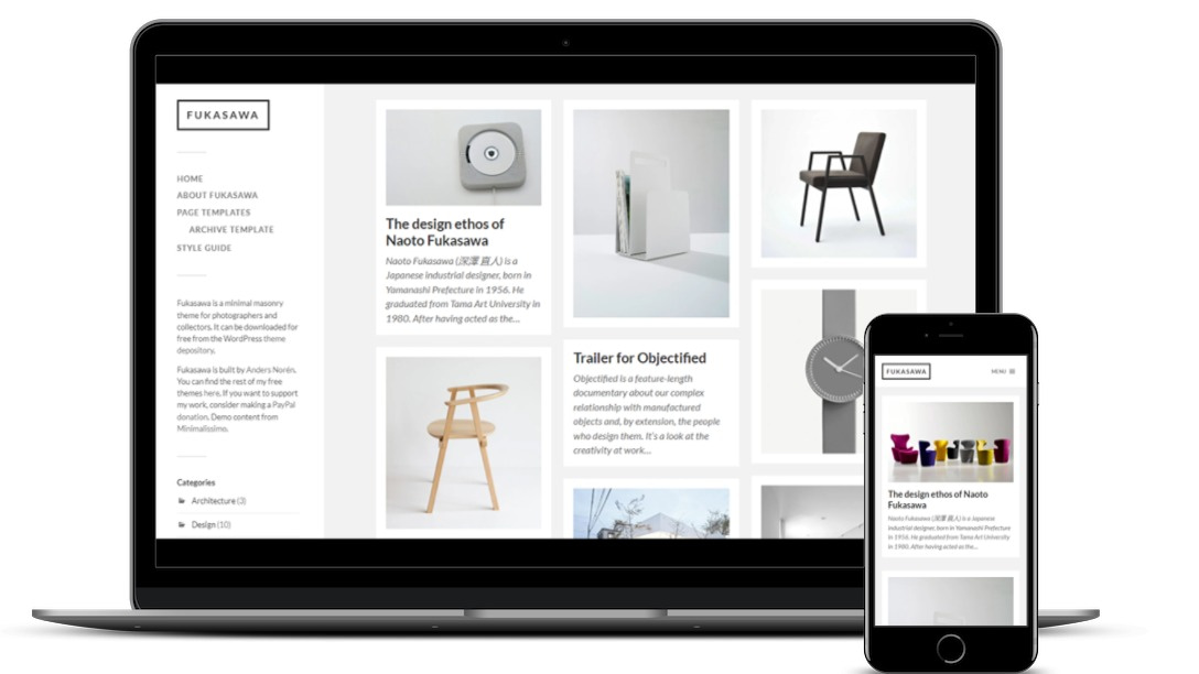 Best photography WordPress themes: Fukasawa