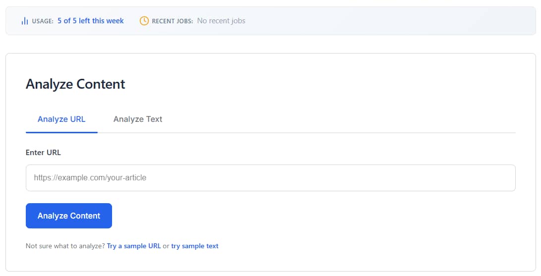 antarmuka alat pengoptimalan konten freshrank.ai