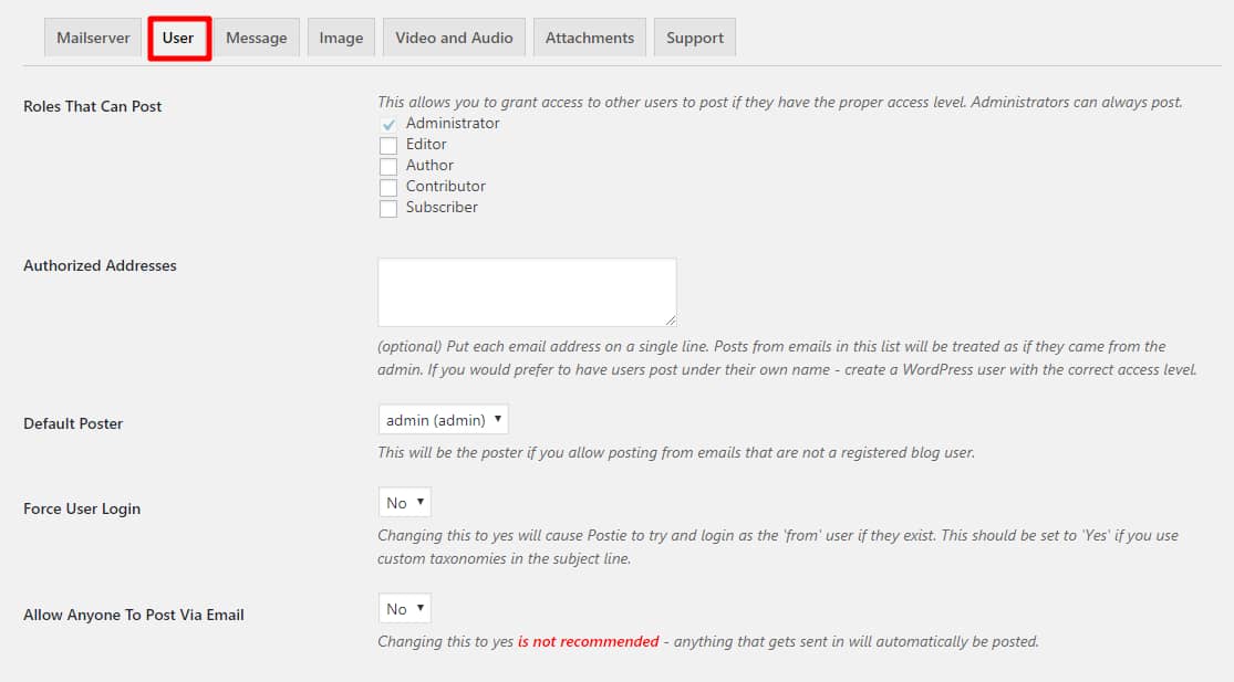 postie authorized users.