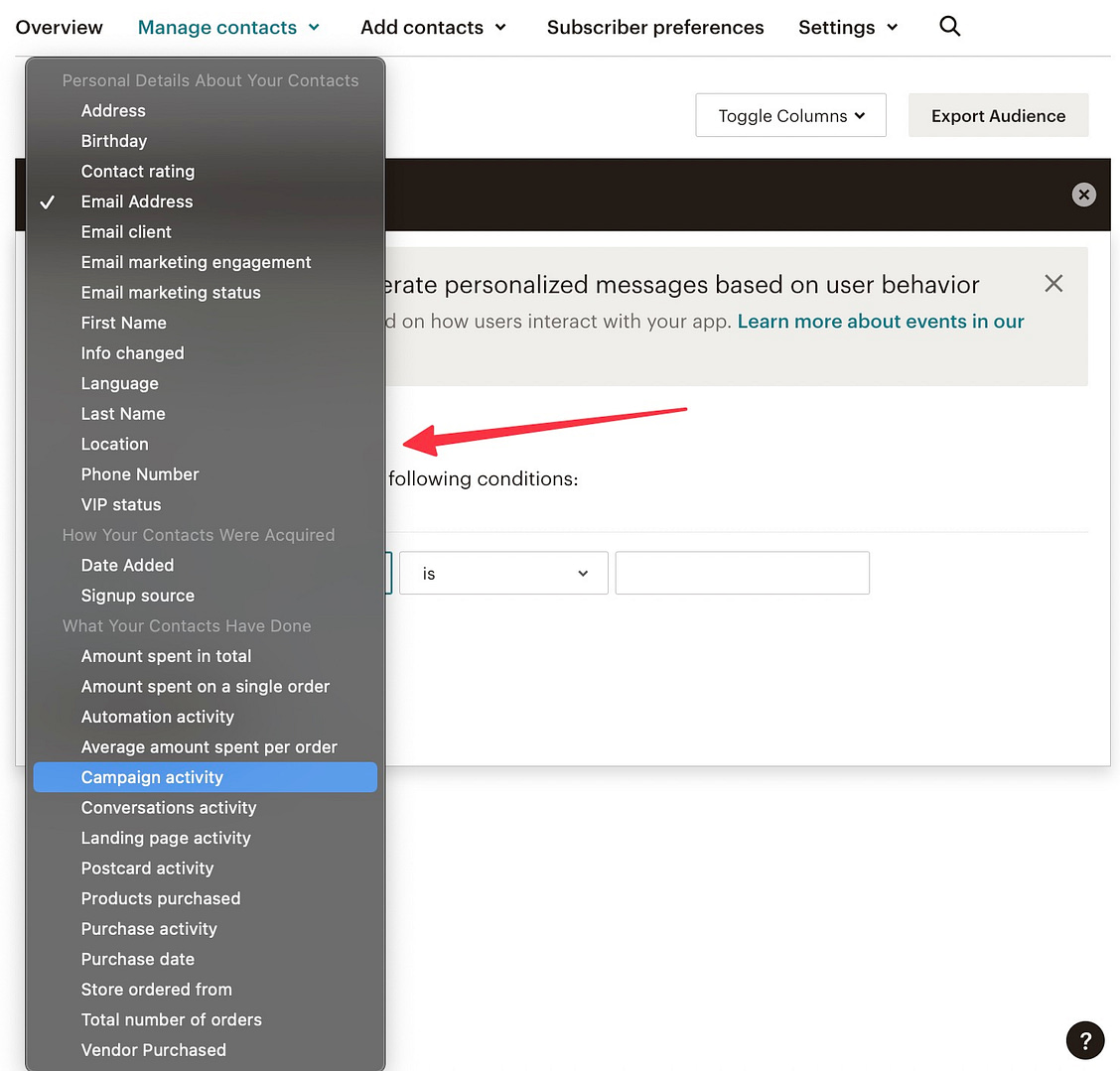 selecting a segmentation option