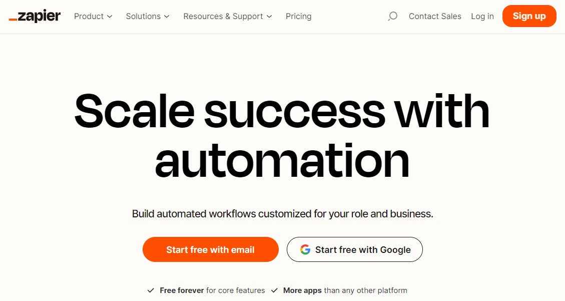 Zapier homepage.