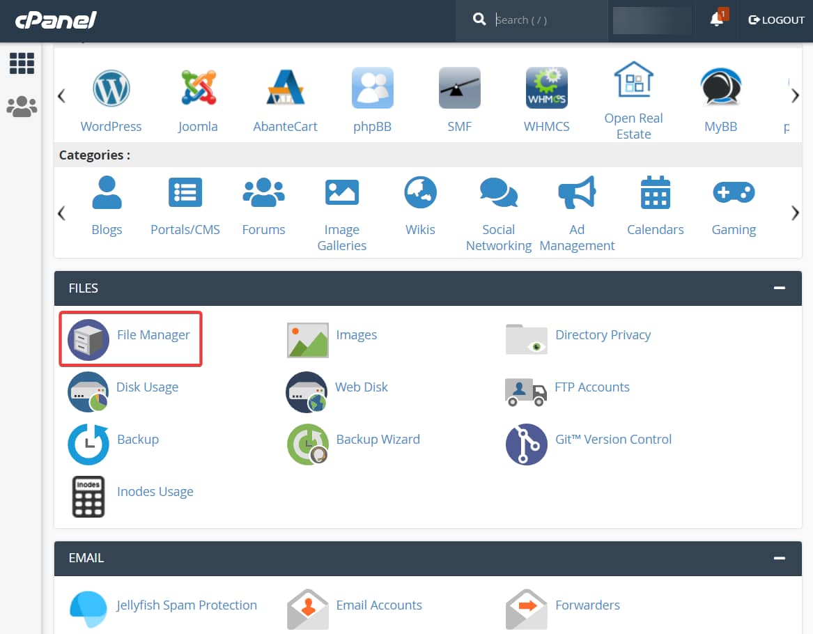 file manager in cpanel