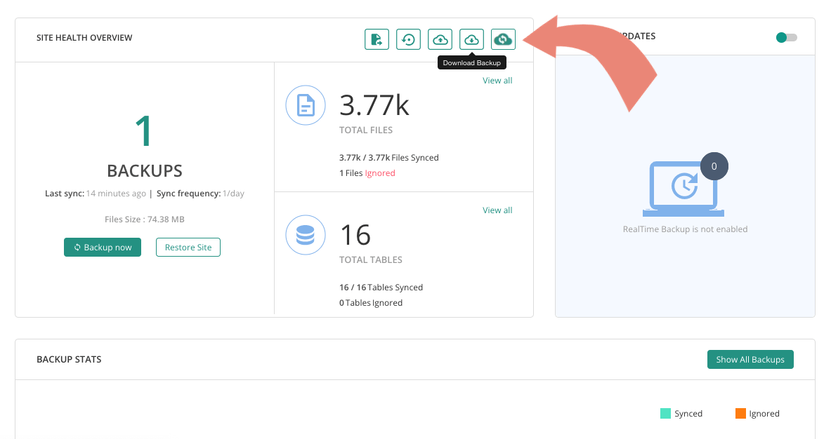 Download WordPress backups from BlogVault.