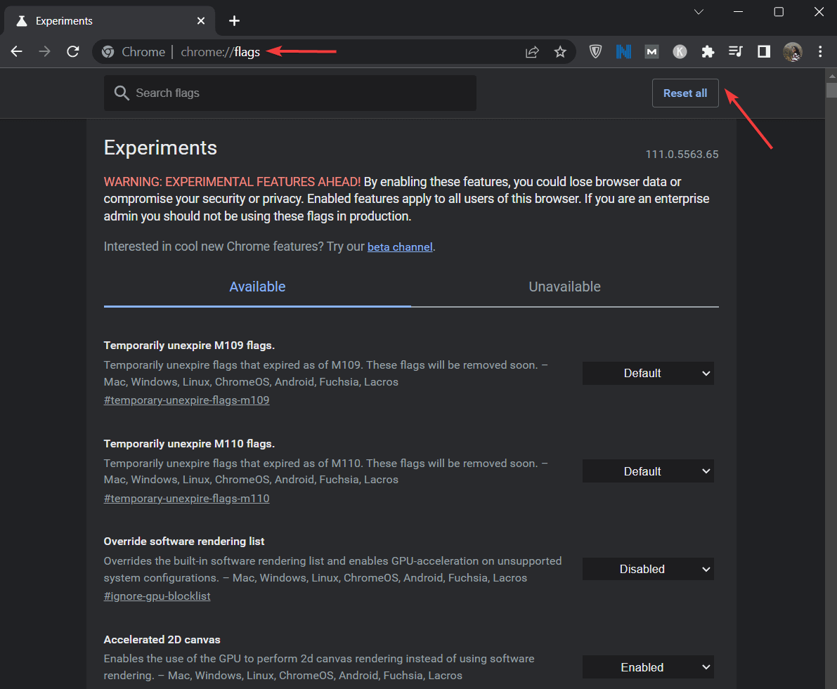 chrome flag reset all - dns_probe_finished_nxdomain fix