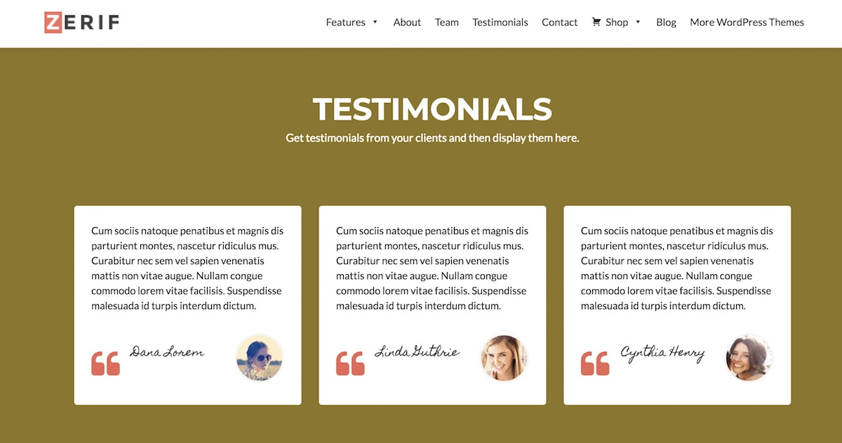 zerif testimonials