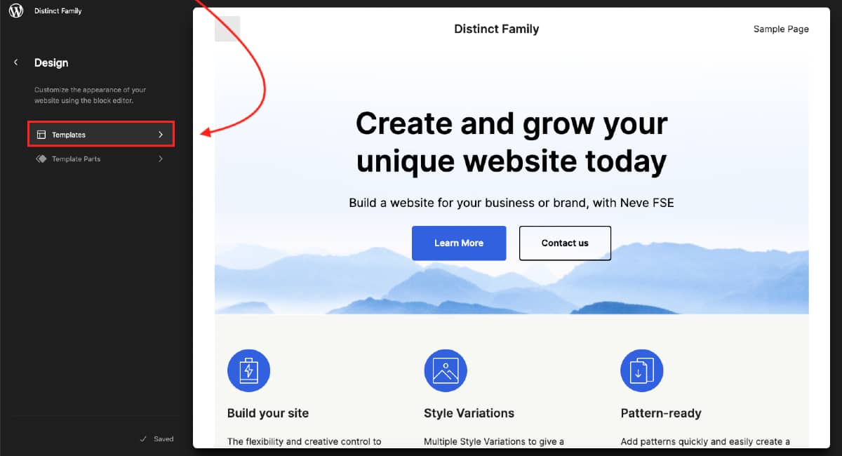 Creating templates in WordPress using the Full Site Editor
