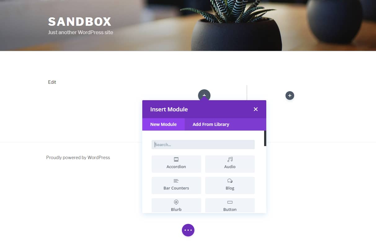 Visual builder in Divi