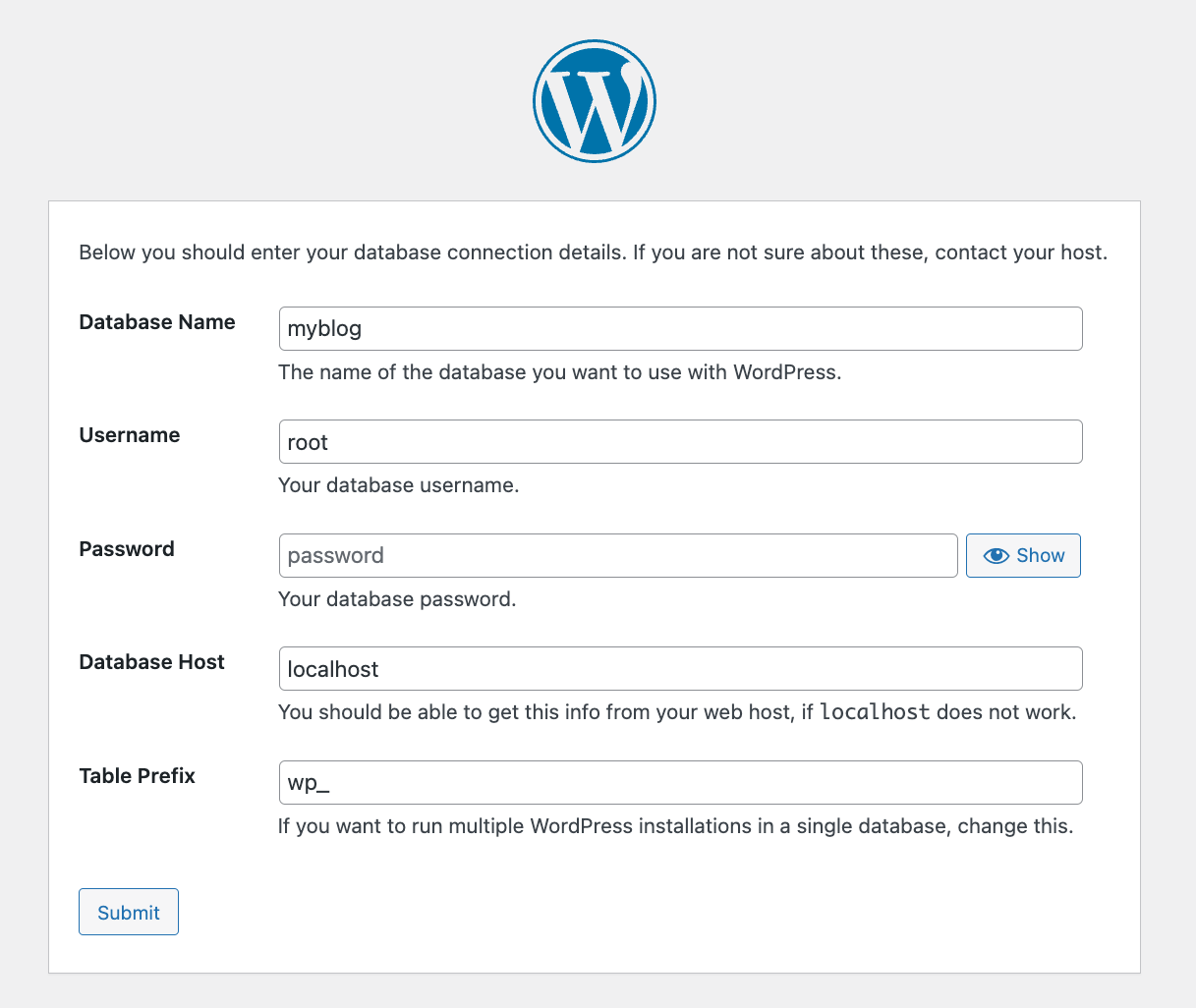 my wp database