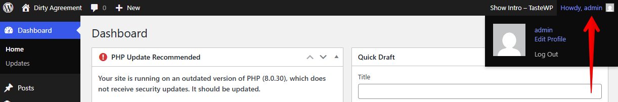how to open user profile on wordpress