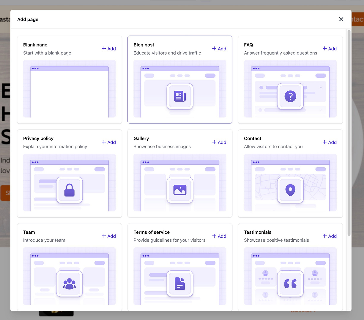 Adding pages after you generate a website with AI.