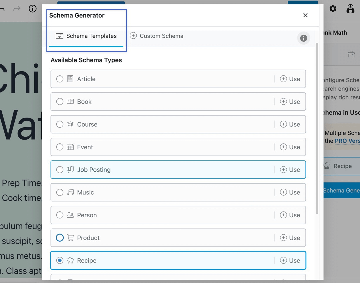 add schema to wordpress with the builder.