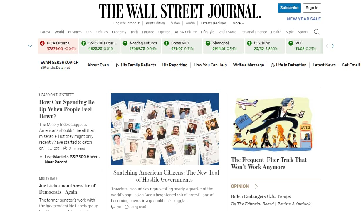 The Wall Street Journal's Font Combinations.
