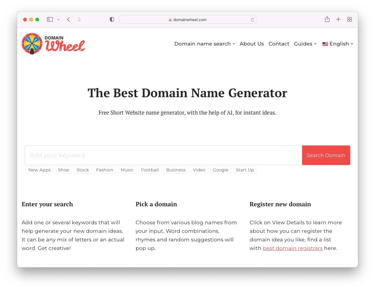 DomainWheel business tool website