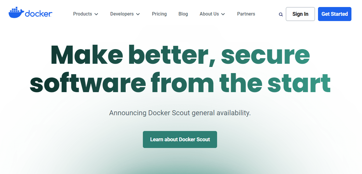 The Docker homepage.