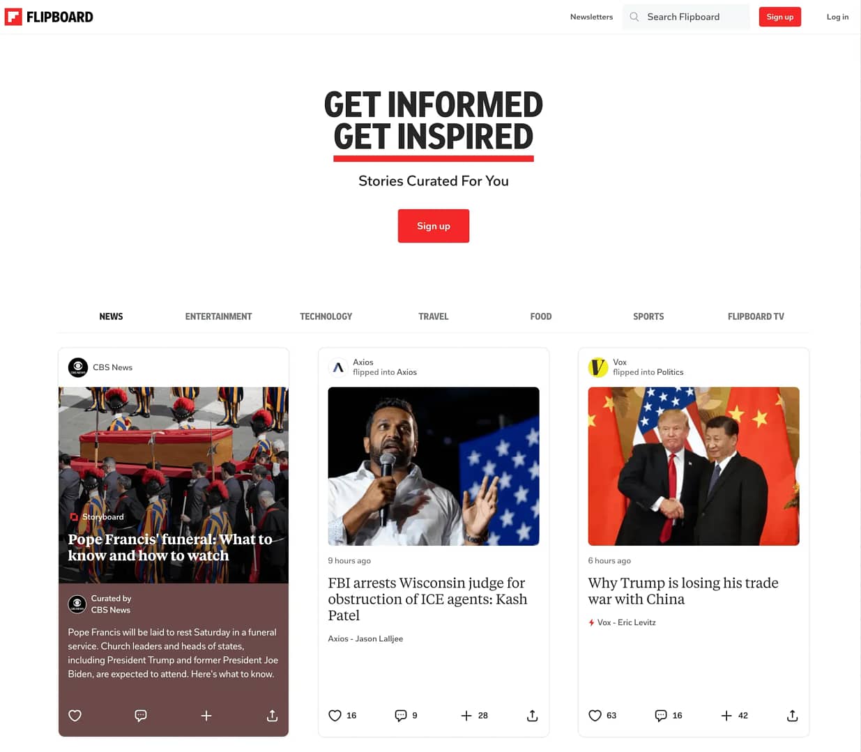 Flipboard homepage.