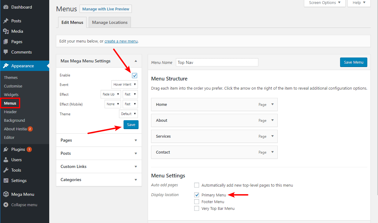 how to enable WordPress mega menu functionality.